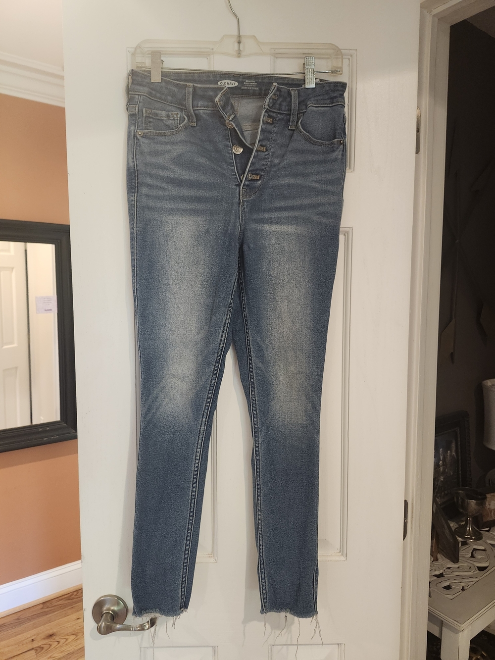 Women’s Blue High-Rise Button-Fly Skinny Jeans